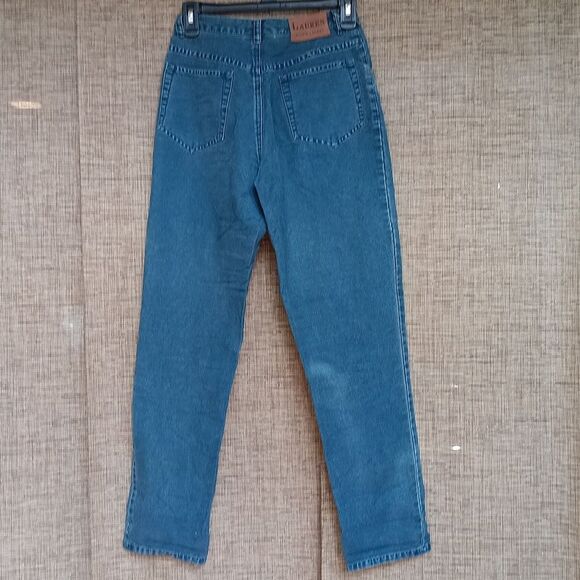 Lauren Ralph Lauren High Rise Blue Canvas Cotton Jeans - Picture 3 of 3